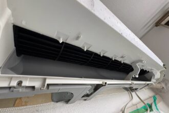 清須市のパナソニックCS-228CF-W、通常エアコンクリーニング後の吹き出し口