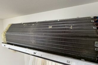 ダイキンお掃除機能付き熱交換器高圧洗浄前